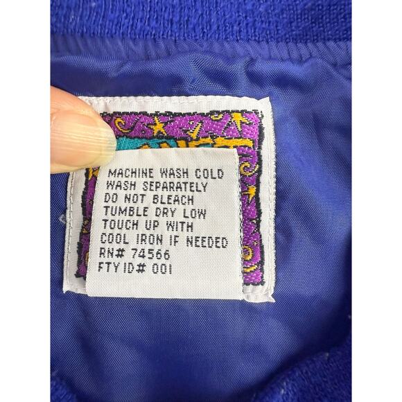 Vintage 1996 M&M Jacket Men's Medium Blue Embroidered Planet Mars Taiwan Made - Picture 4 of 10